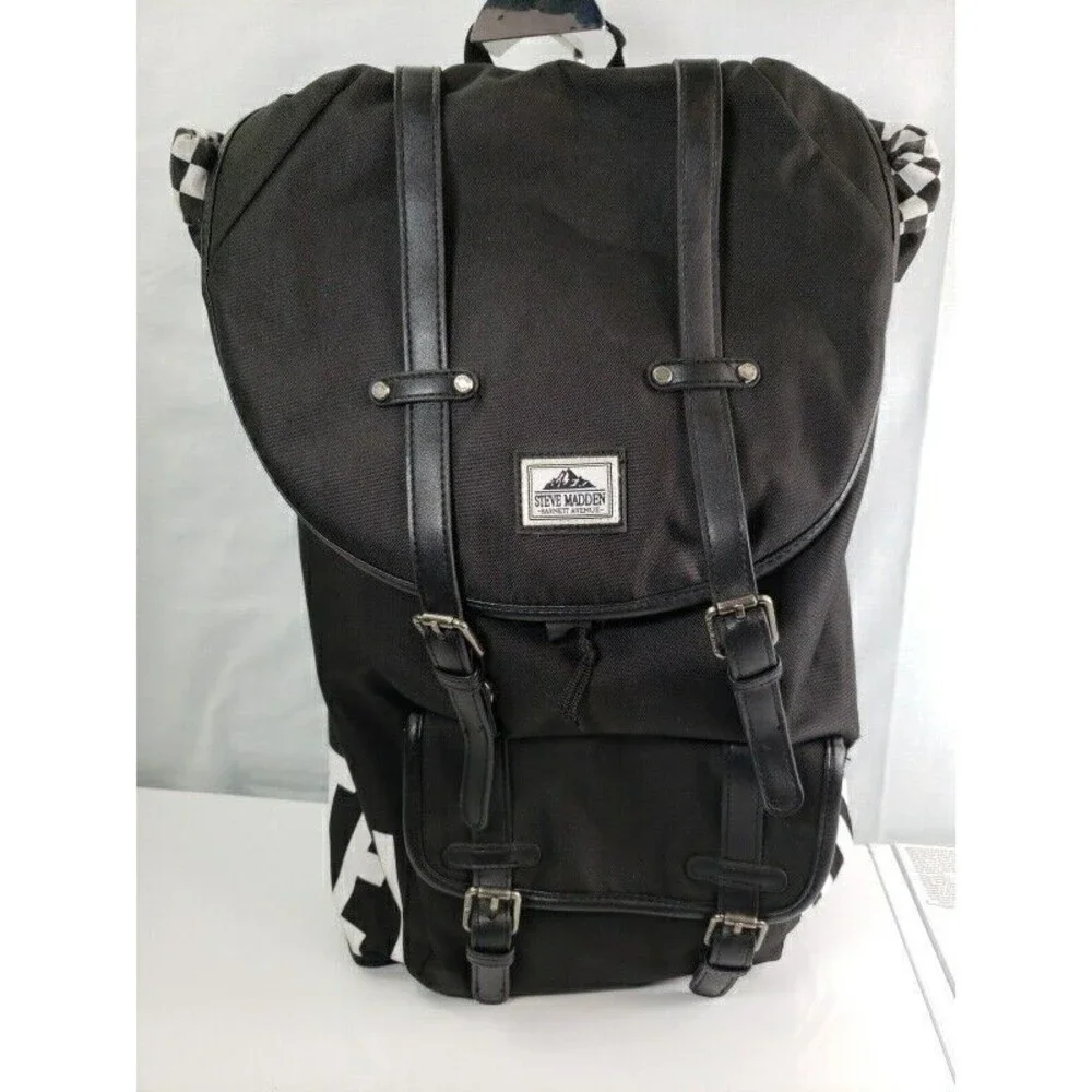 STEVE MADDEN Classic Utility LOGO Backpack/ Laptop Bag Black And White